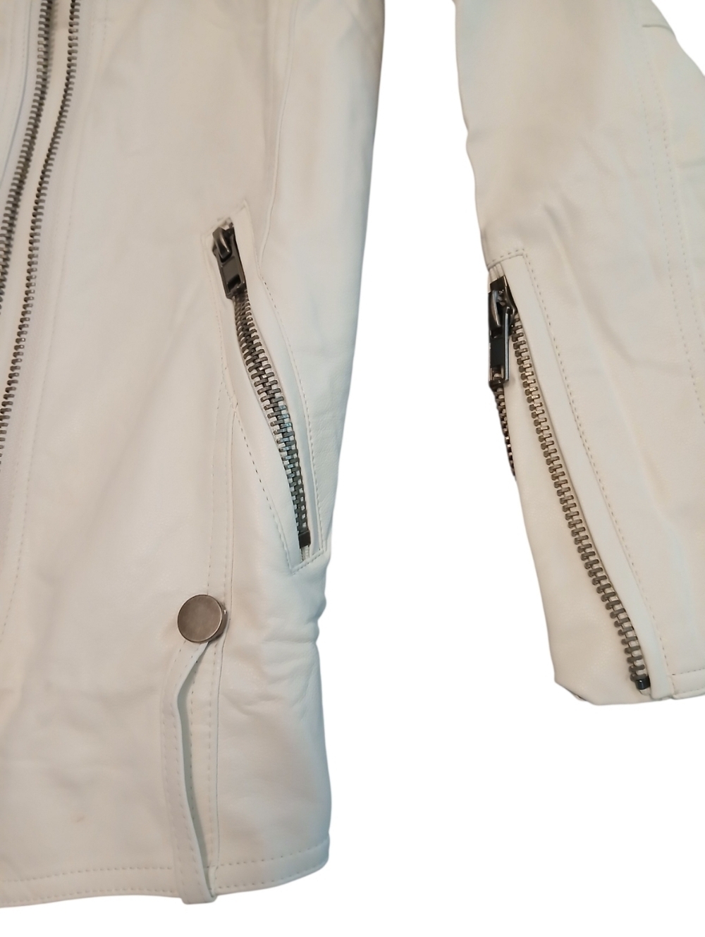 NWT White Faux Leather Cropped Moto Jacket Size Medium - Picture 6 of 11